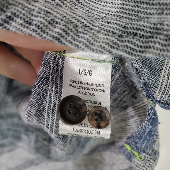 Buffalo David Bitton Linen Roll Tab Sleeve Hooded Quarter Button LS Shirt SZ L - Picture 8 of 13